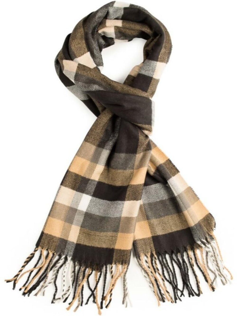 Unisex  Brown-beige Plaid Plum Feather Super Soft Luxurious Cashmere Scarf